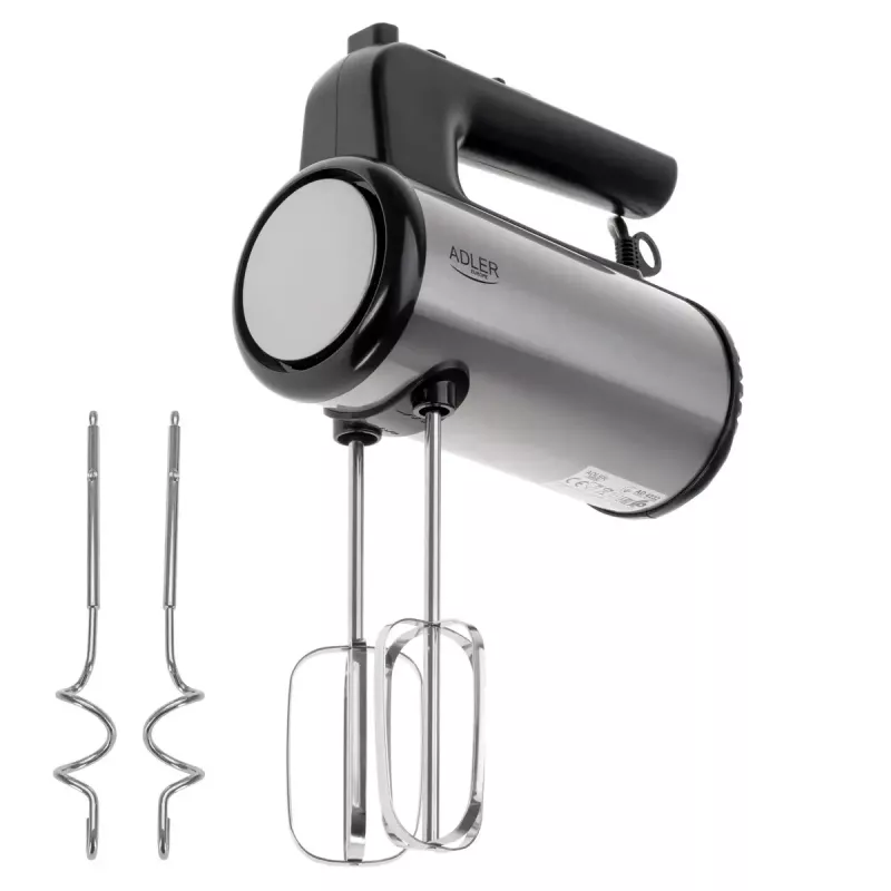 Hand mixer Adler AD 4232 — 900W, 5 speeds + Turbo, stainless steel attachments, black/silver