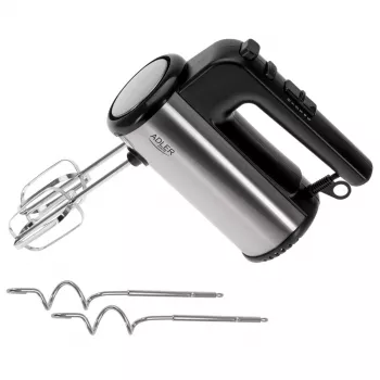 Hand mixer Adler AD 4232 — 900W, 5 speeds + Turbo, stainless steel attachments, black/silver