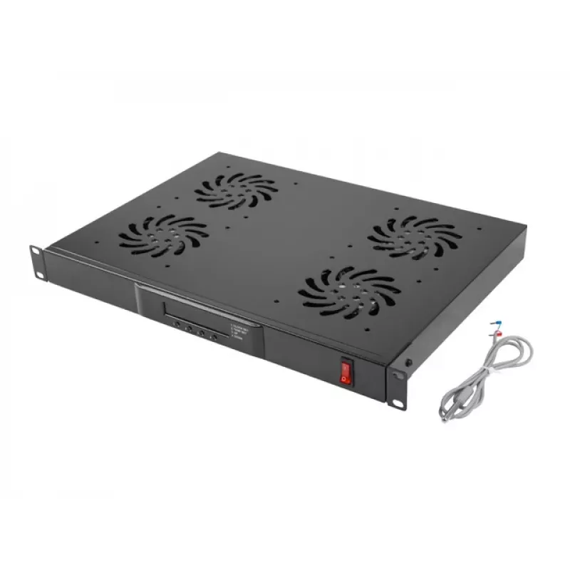 Top panel LANBERG AK-1503-B — 1U, 4 fans, built-in fan, on/off switch, 230 V, 76 W, 483×322×44.5 mm