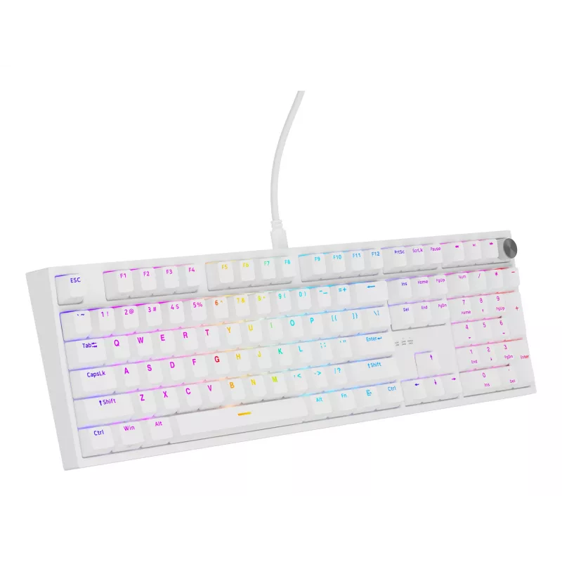 Mechanical keyboard GENESIS THOR 404, full-size USB, QWERTY English, RGB backlight, white