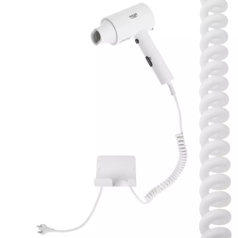 Wall-mount hair dryer Adler AD 2285 — 2000 W, 3 temperature settings, cool shot, white
