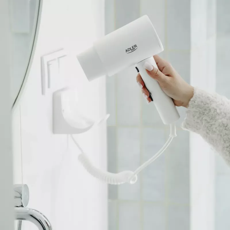 Wall-mount hair dryer Adler AD 2285 — 2000 W, 3 temperature settings, cool shot, white