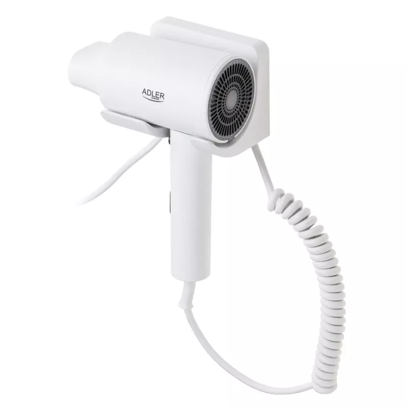 Wall-mount hair dryer Adler AD 2285 — 2000 W, 3 temperature settings, cool shot, white