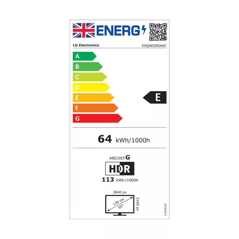 TV LG 55QNED85A3C 55 inch 4K QNED evo Smart TV, WebOS, Motion Pro, Wi‑Fi, Ethernet, DVB-T/T2, Black