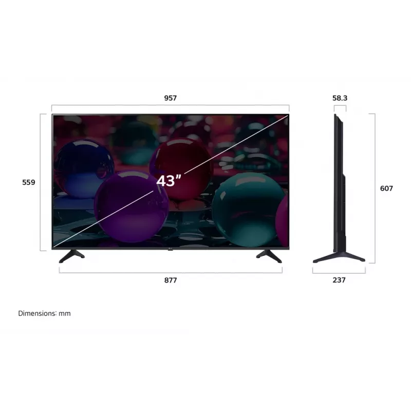 LG UHD AI 43UA73003LA TV 109.2 cm (43 inch) 4K Ultra HD Smart TV Wi-Fi Black