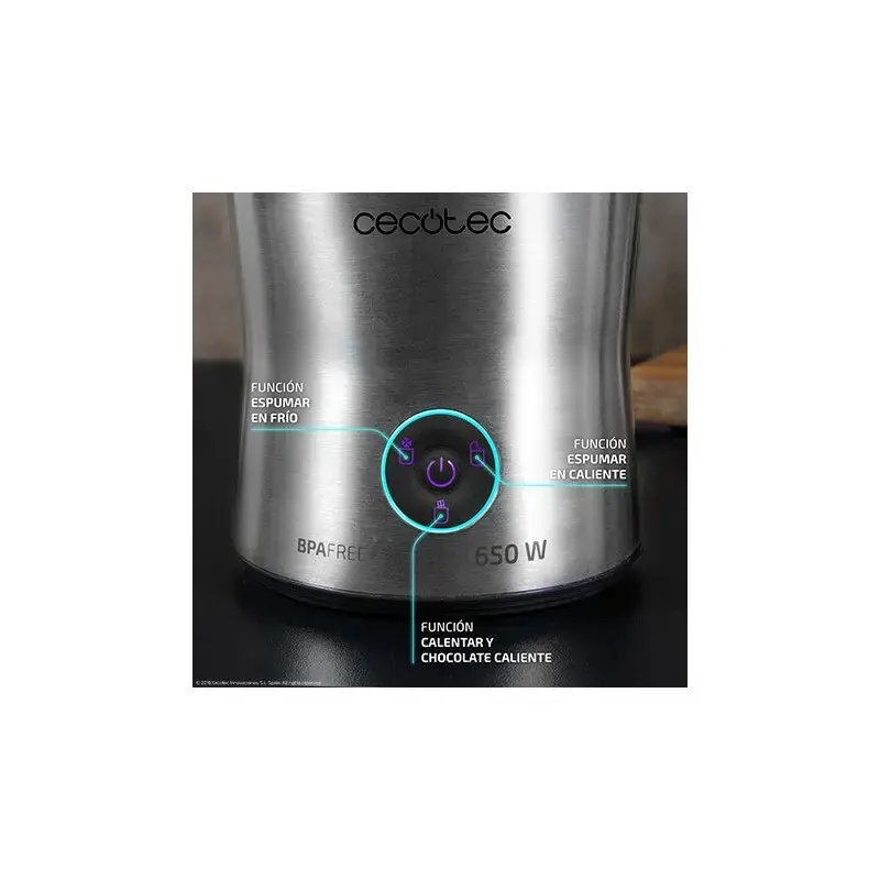 Milk frother/warmer CECOTEC 01518 — Automatic, 650 W, stainless steel bowl, silver