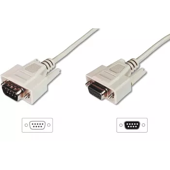 DIGITUS Datatransfer extension cable, D-Sub9 M/F, 2m serial, molded beige