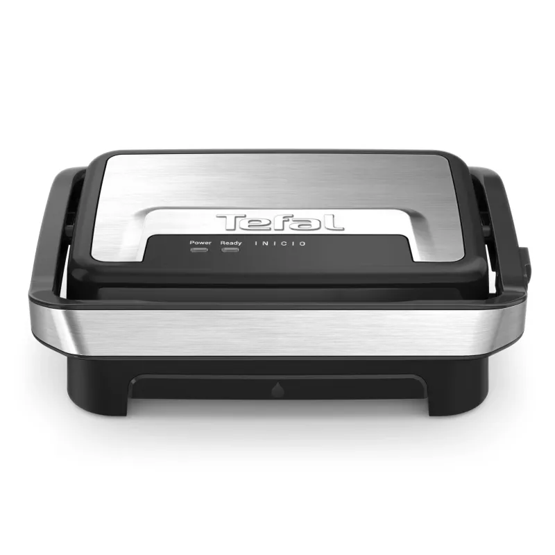 Contact grill Tefal Inicio Compact GC270D10 — rectangular 1000W, grate top, black/stainless steel