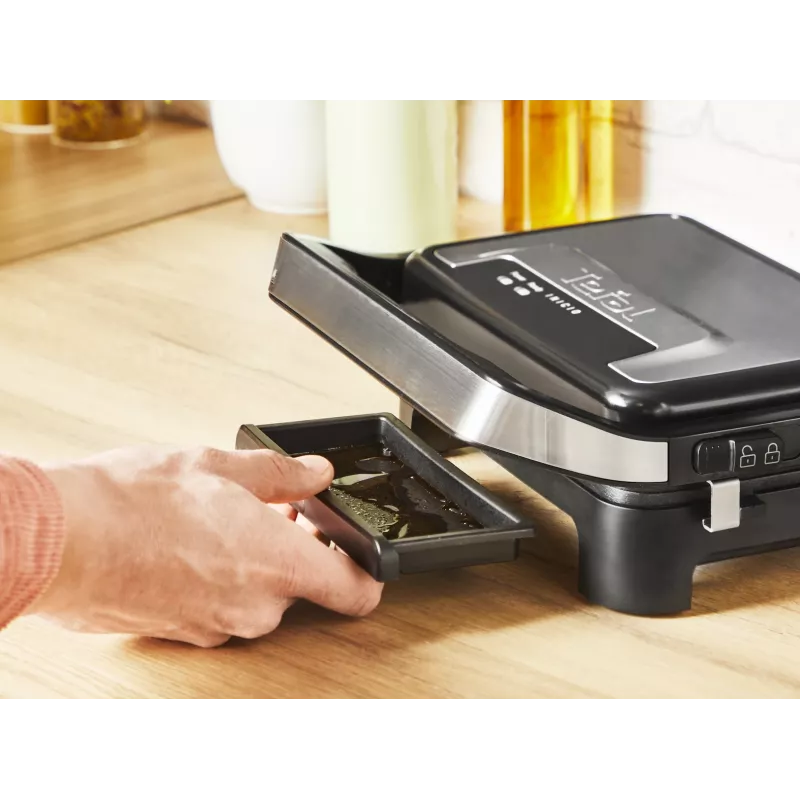 Contact grill Tefal Inicio Compact GC270D10 — rectangular 1000W, grate top, black/stainless steel