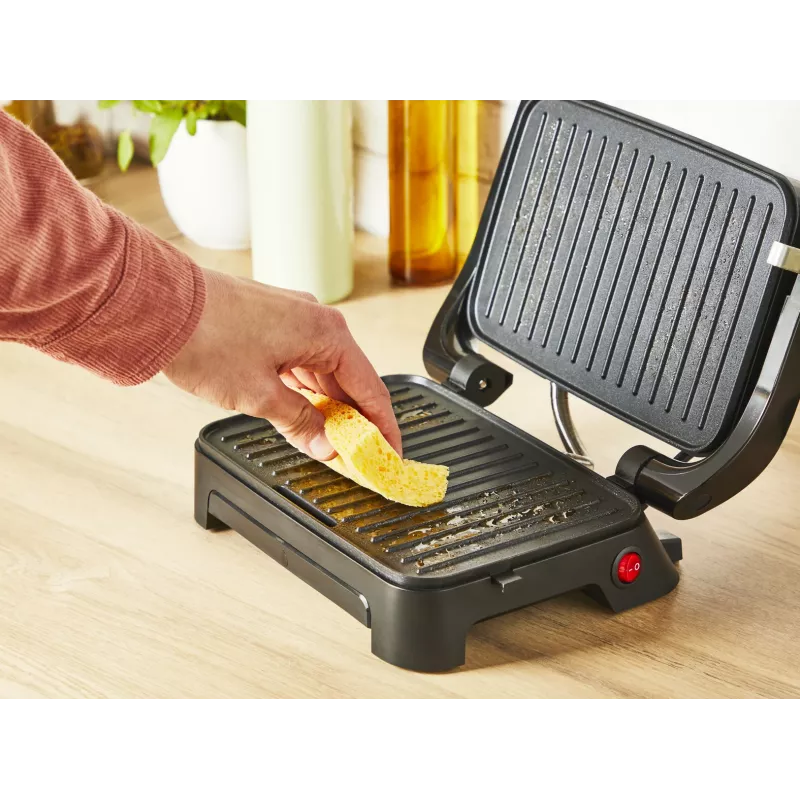 Contact grill Tefal Inicio Compact GC270D10 — rectangular 1000W, grate top, black/stainless steel