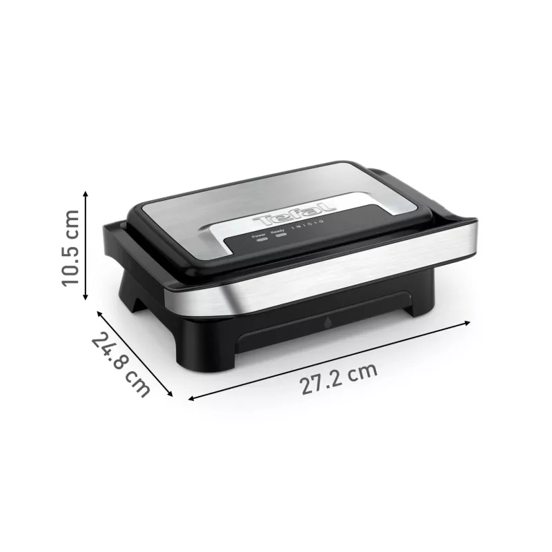 Contact grill Tefal Inicio Compact GC270D10 — rectangular 1000W, grate top, black/stainless steel