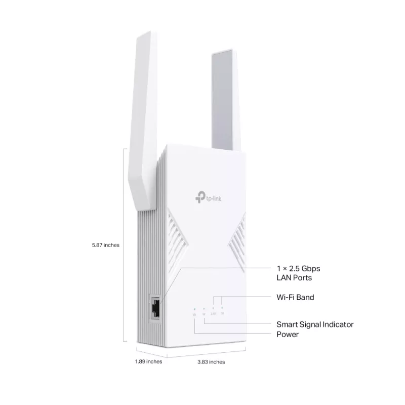 Network transmitter & receiver TP‑LINK BE3600 2882 Mbit/s, Dual‑band 2.4/5 GHz, 1× RJ‑45, White