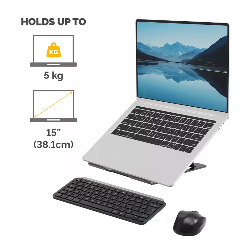 Fellowes Alumia Laptop Riser Portable Laptop Stand Max Size 15 inch Max Weight 5kg Black