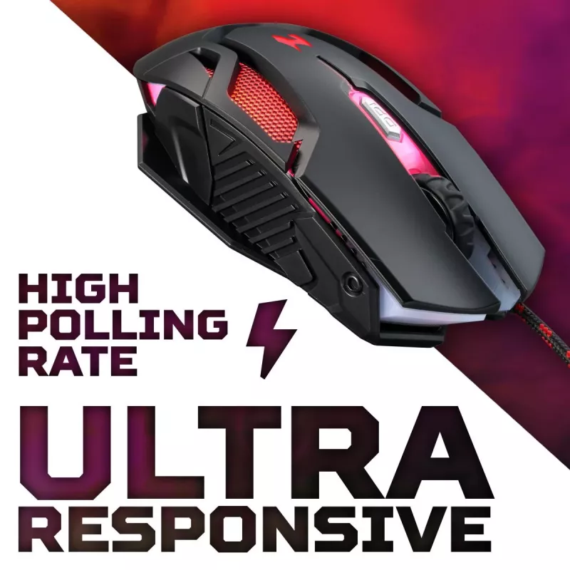 Gaming mouse Acer Nitro NMW200 — ambidextrous, optical 7200 DPI, 7 buttons, USB Type-A, black