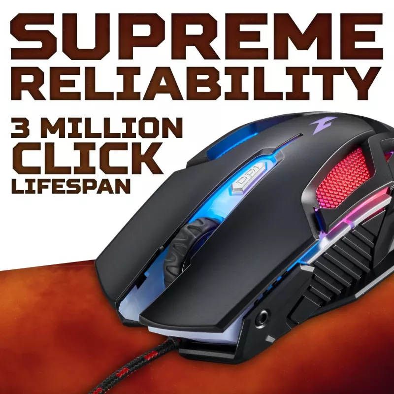 Gaming mouse Acer Nitro NMW200 — ambidextrous, optical 7200 DPI, 7 buttons, USB Type-A, black