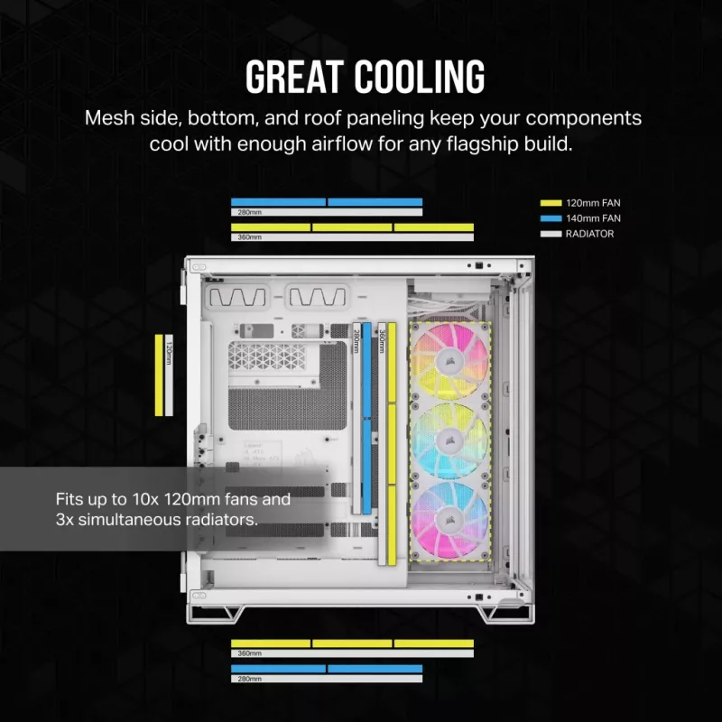 CORSAIR Pc Case - Icue Link 6500x RGB Mid-tower Dual Chamber White