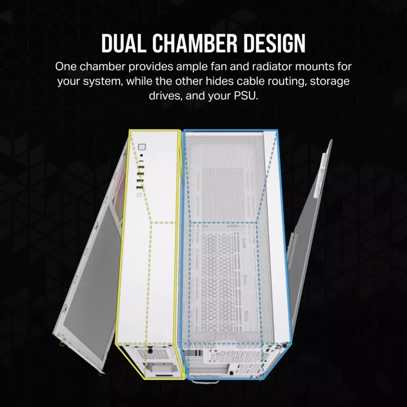 CORSAIR Pc Case - Icue Link 6500x RGB Mid-tower Dual Chamber White