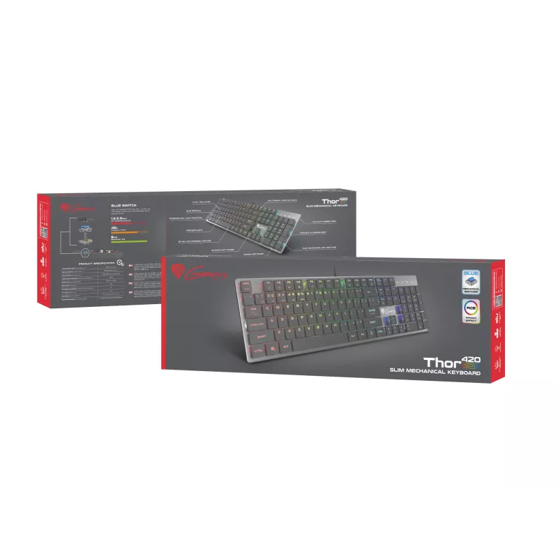 GENESIS Thor 420 RGB keyboard Gaming USB QWERTY US International Silver