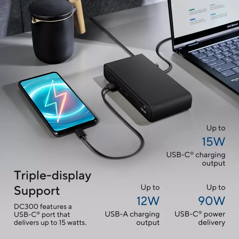 ASUS Triple Display USB-C Dock DC300 Docking USB 3.2 Gen 2 (3.1 Gen 2) Type-C Black
