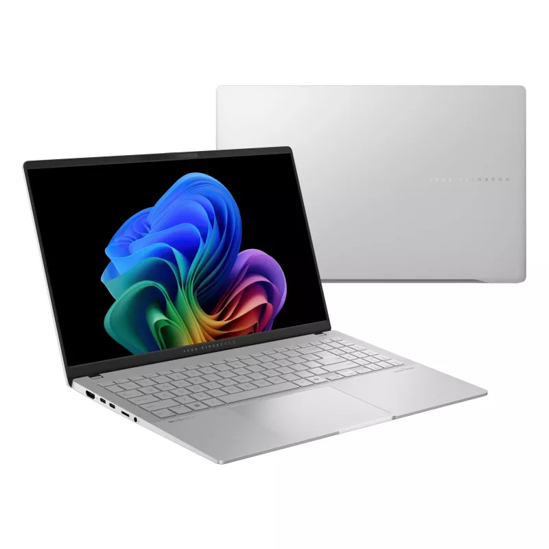 Laptop ASUS Vivobook S 15 S5507QA — Qualcomm Snapdragon X1E-78-100, 15.6 inch 3K, 32 GB RAM, 1 TB SSD, Windows 11 Home, Silver