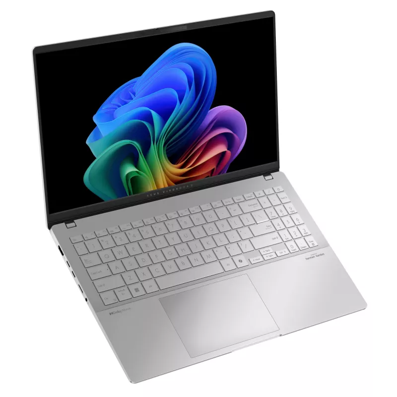 Laptop ASUS Vivobook S 15 S5507QA — Qualcomm Snapdragon X1E-78-100, 15.6 inch 3K, 32 GB RAM, 1 TB SSD, Windows 11 Home, Silver