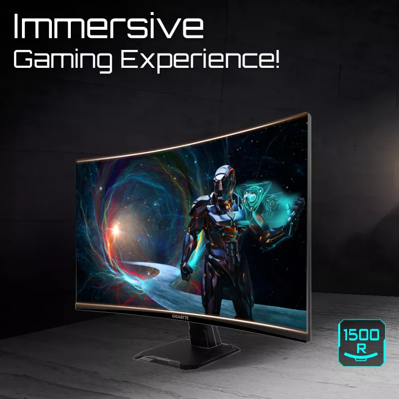 GIGABYTE GS27QCA 27 inch QHD Curved Gaming Monitor - 2560 x 1440, 180Hz, 1ms, 250 cd/m², FreeSync, HDR Ready, HDMI 2.0, Displayport 1.4