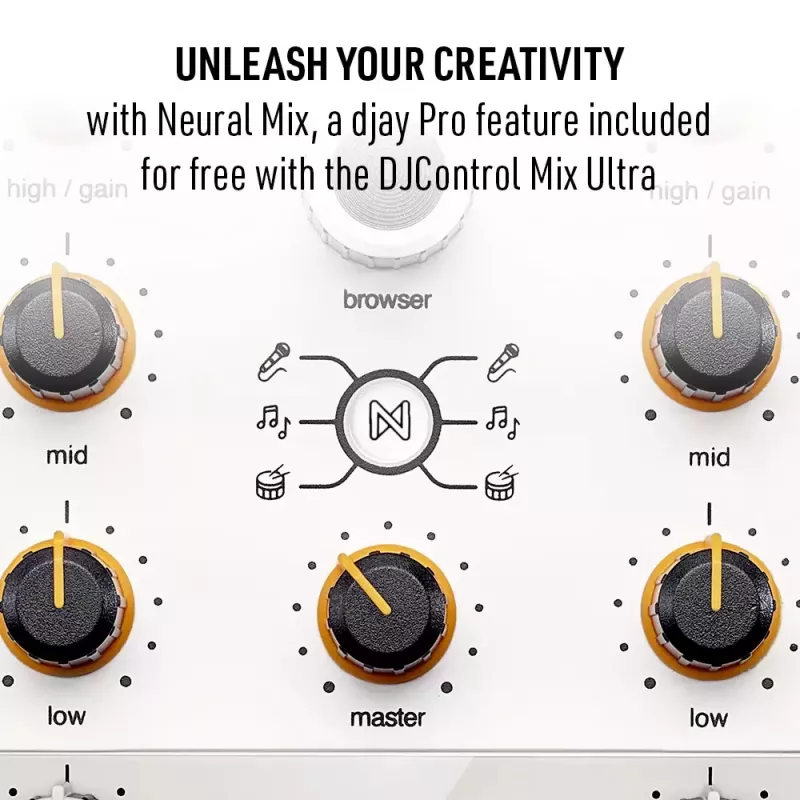 DJ controller Hercules DJControl Mix Ultra - white, mobile Bluetooth controller