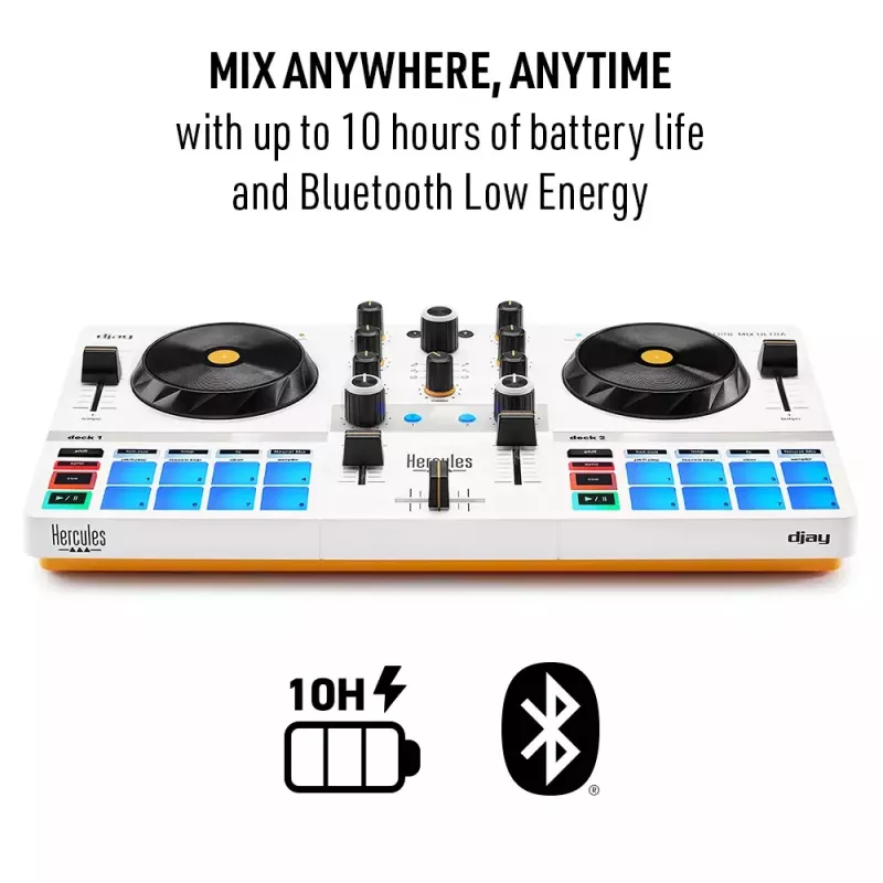 DJ controller Hercules DJControl Mix Ultra - white, mobile Bluetooth controller
