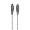 GEMBIRD Premium Cotton Braided USB Type-C to micro-USB Charging & Data Cable, 1.5m - Grey