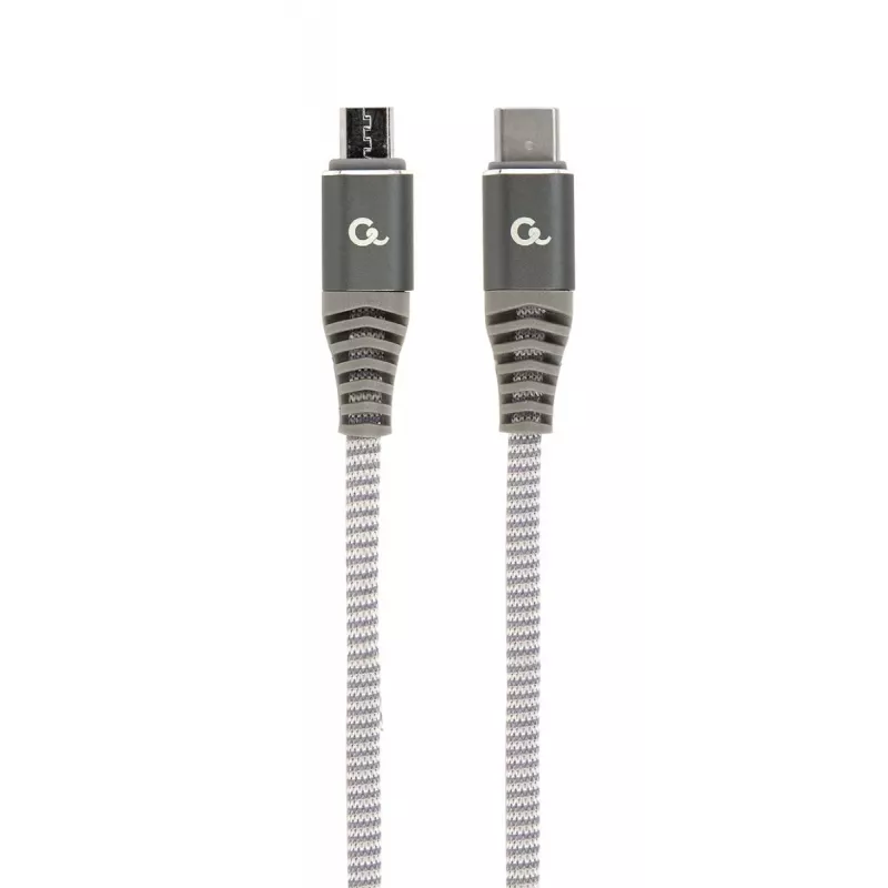 GEMBIRD Premium Cotton Braided USB Type-C to micro-USB Charging & Data Cable, 1.5m - Grey