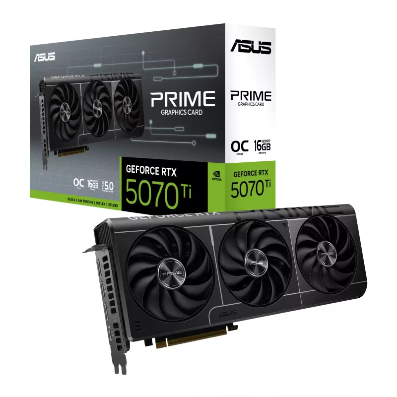 Graphics card ASUS GeForce RTX 5070 Ti — 16 GB GDDR7, 256-bit, PCIe 5.0, 3xDP/1xHDMI, 306 × 126 × 50 mm