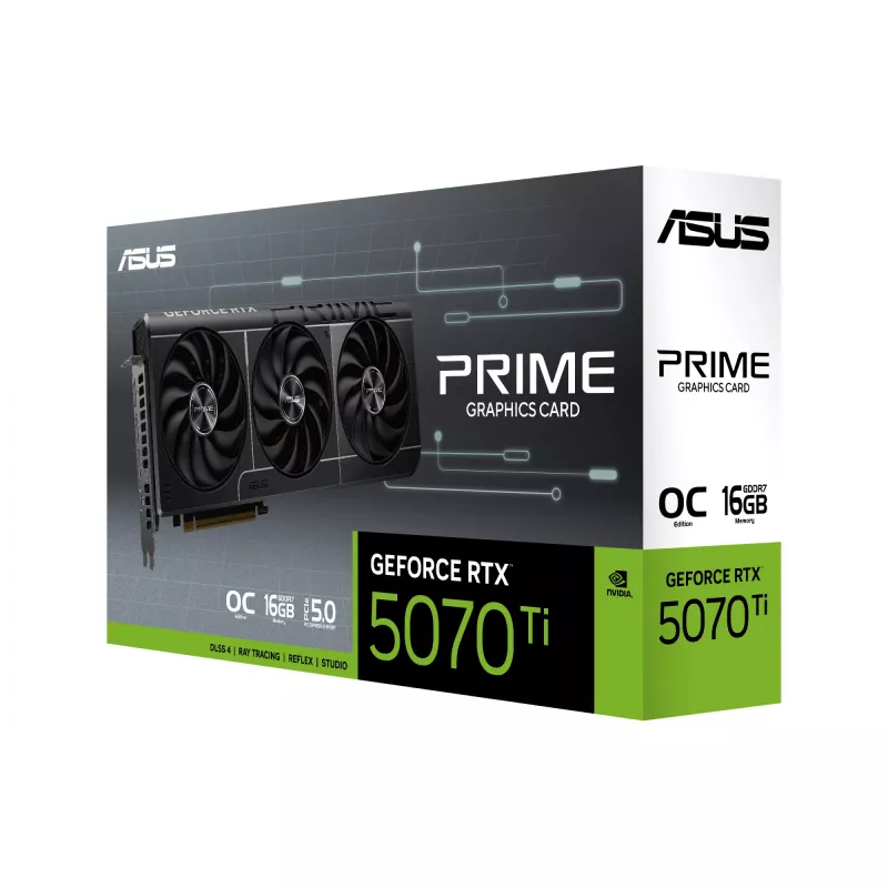 Graphics card ASUS GeForce RTX 5070 Ti — 16 GB GDDR7, 256-bit, PCIe 5.0, 3xDP/1xHDMI, 306 × 126 × 50 mm