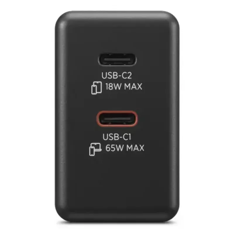 Mobile device charger Lenovo G0A6065BEU — Universal indoor AC charger, 2× USB-C, 100–240V, 1.5 m cable, Black