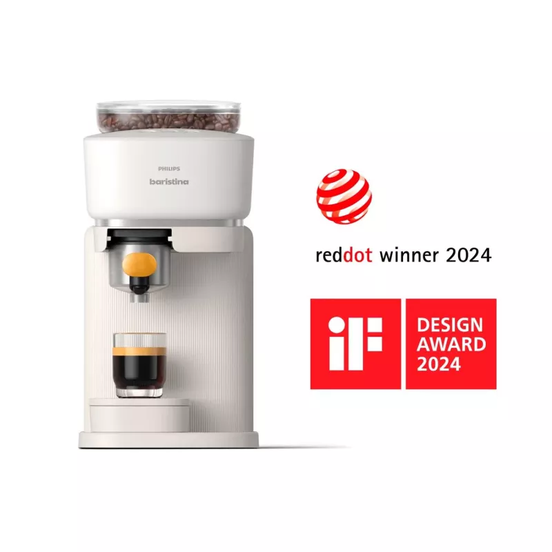 Philips Baristina Espresso Machine - Real espresso, made simple. Milky White with Mango Yellow Portafilter (BAR300/03)