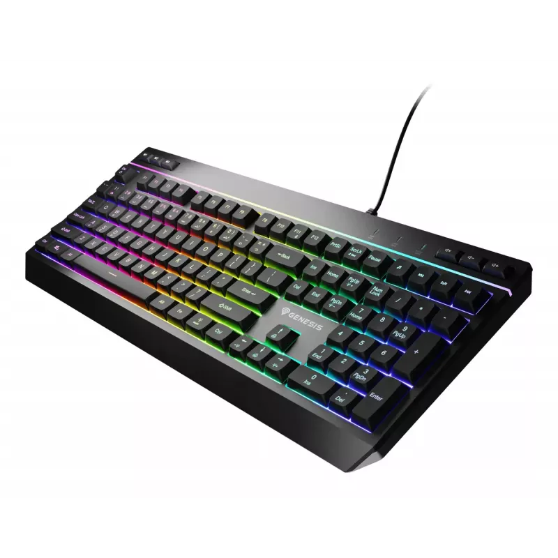 Wired full-size gaming keyboard Genesis Rhod 530, USB, QWERTY US, membrane, RGB backlight, 114 keys, 1.8 m cable, black