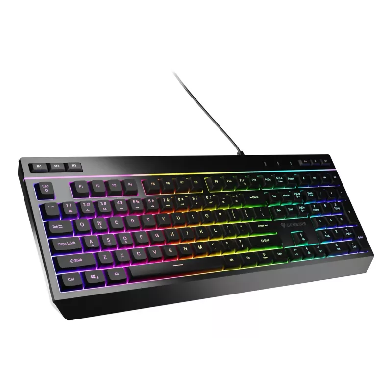 Wired full-size gaming keyboard Genesis Rhod 530, USB, QWERTY US, membrane, RGB backlight, 114 keys, 1.8 m cable, black