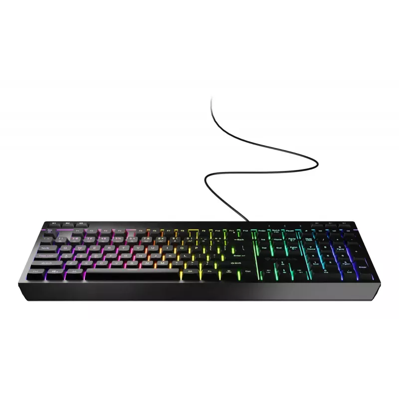 Wired full-size gaming keyboard Genesis Rhod 530, USB, QWERTY US, membrane, RGB backlight, 114 keys, 1.8 m cable, black