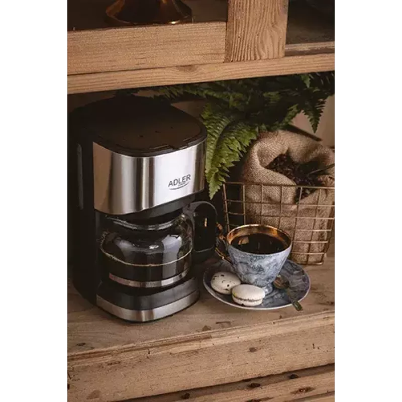 Drip coffee maker Adler AD 4407, 550 W, 0.7 L jug, silver/black, semi-auto