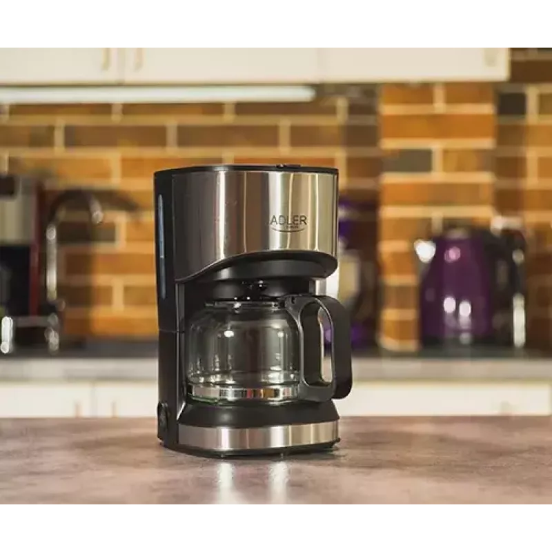 Drip coffee maker Adler AD 4407, 550 W, 0.7 L jug, silver/black, semi-auto