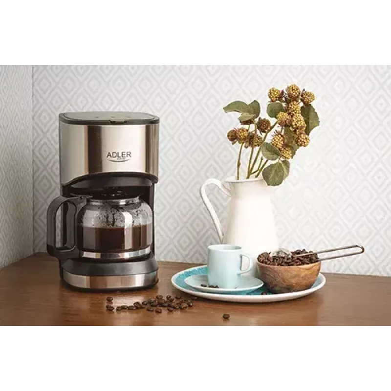 Drip coffee maker Adler AD 4407, 550 W, 0.7 L jug, silver/black, semi-auto