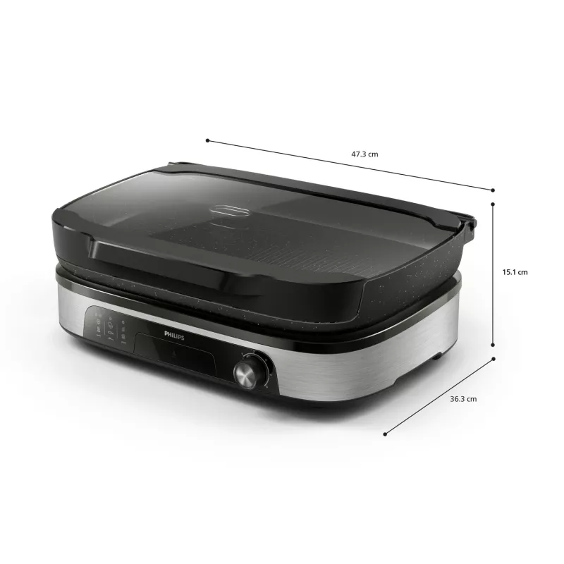 Electric Griddle Philips HD6212/90 2400 W, 2-zone freestanding grill, 1250 cm² aluminium surface, max 220°C