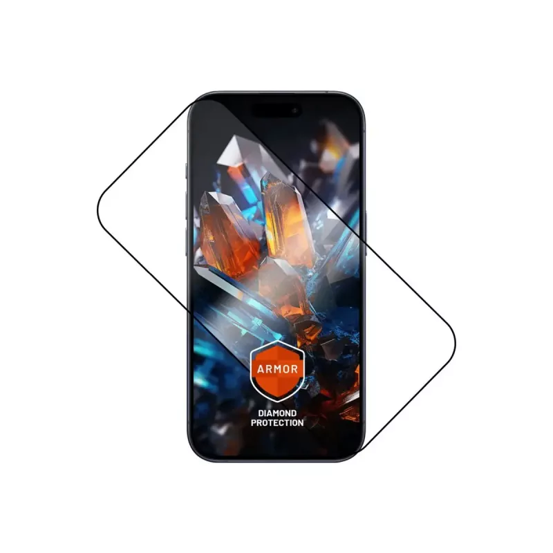 Screen protector FIXED for Apple iPhone 17 Pro — tempered glass, black, Armor design, anti-dust applicator, AR layer