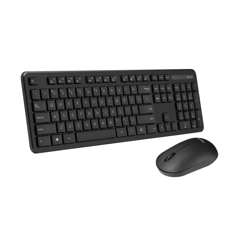 Wireless keyboard and mouse set ASUS CW100 — US layout, black, full-size QWERTY keyboard, 1600 DPI mouse