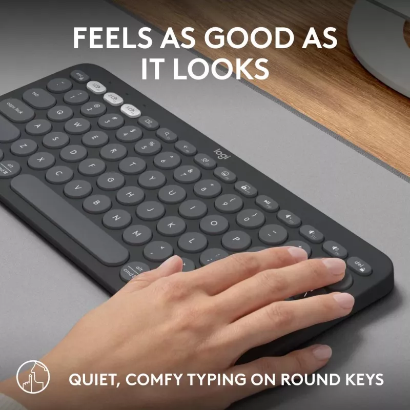 Logitech Pebble Keys 2 K380s keyboard Universal RF Wireless + Bluetooth QWERTY US International Graphite
