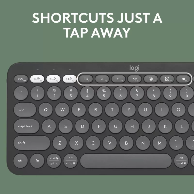 Logitech Pebble Keys 2 K380s keyboard Universal RF Wireless + Bluetooth QWERTY US International Graphite