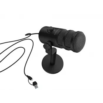 Wired PC microphone GENESIS Radium 350D — USB Type-A/Type-C, -48 dB sensitivity, 16–14000 Hz, 2.5 m cable, black