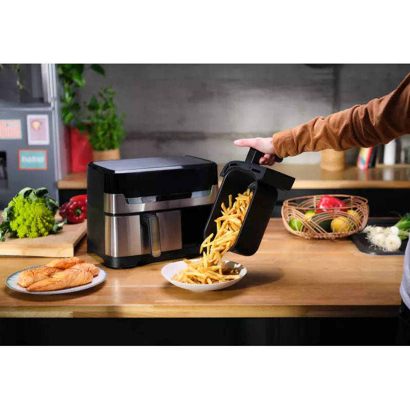 Tefal Dual Easy Fry & Grill EY905D Double 8.3 L Stand-alone 2700 W Hot air fryer Stainless steel