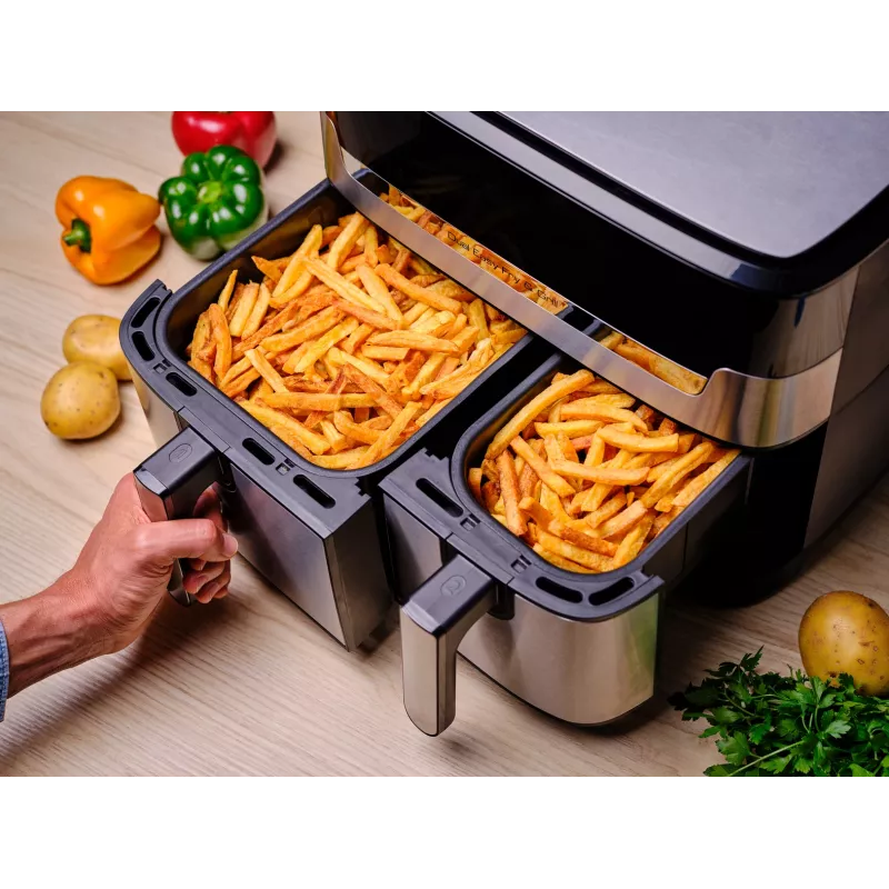 Tefal Dual Easy Fry & Grill EY905D Double 8.3 L Stand-alone 2700 W Hot air fryer Stainless steel