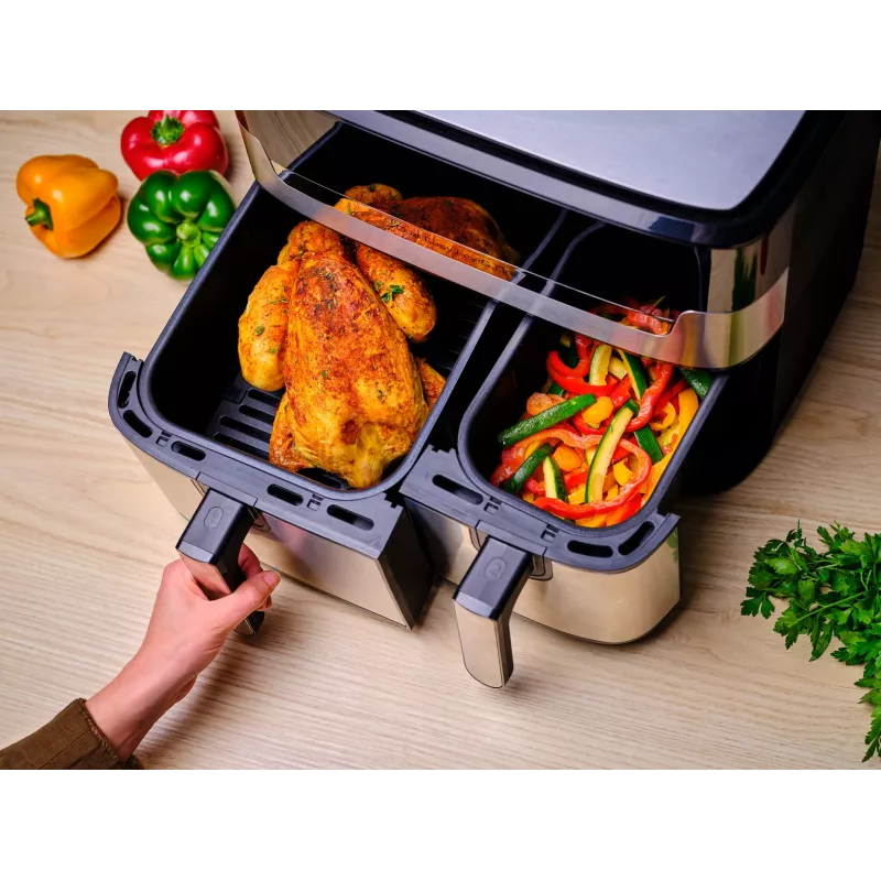 Tefal Dual Easy Fry & Grill EY905D Double 8.3 L Stand-alone 2700 W Hot air fryer Stainless steel