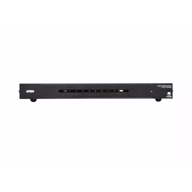 ATEN 8 Port True 4K HDMI Splitter, HDMI, 8x HDMI, 4096 x 2160 pixels, Black, Metal, 4K Ultra HD